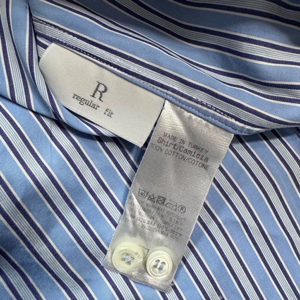 Ermenegildo Zegna dress stripped blue shirt 39/15 1/2 regular fit - Picture 6 of 10